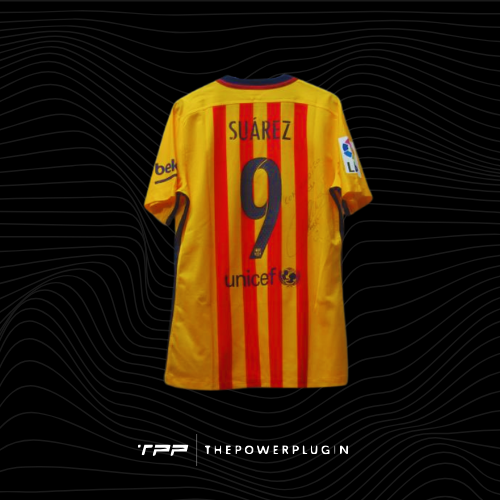 Luis Suárez SIGNED – #9 FC Barcelona Away Jersey (La Liga 2015/16)