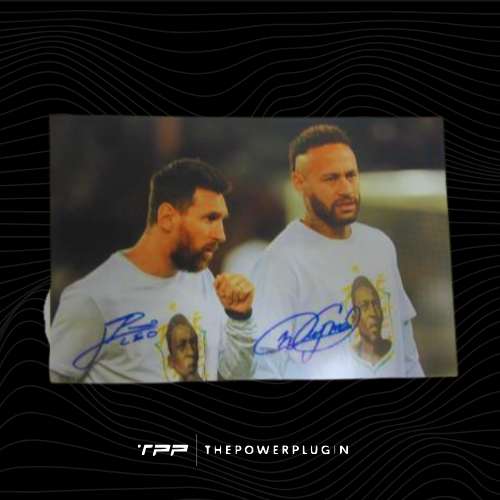 Lionel Messi and Neymar at Paris Saint-Germain (Ligue 1 2022/23, Pelé Tribute) – Signed Photo