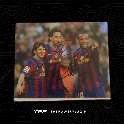 Lionel Messi, Thierry Henry, and Zlatan Ibrahimović at Barcelona – Signed Photo (La Liga 2009/10)