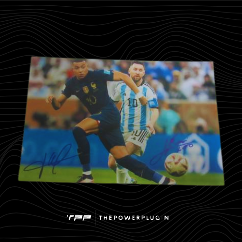 Lionel Messi and Kylian Mbappé at Argentina and France – Signed Photo (FIFA World Cup Final 2022)
