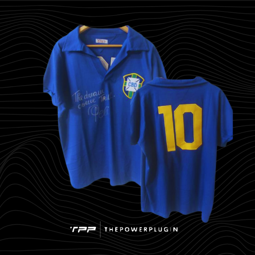 Pelé – #10 Brazil Away Jersey (FIFA World Cup 1958) – Signed